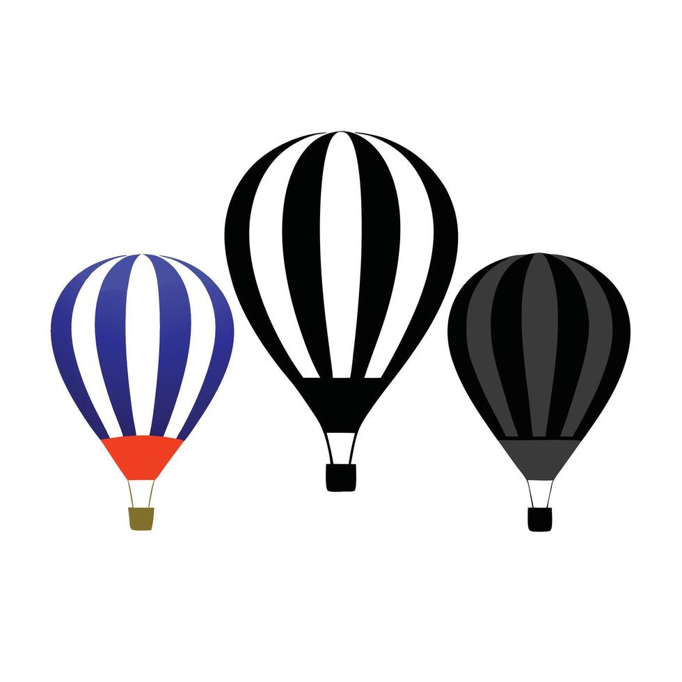 Three hot air balloons are shown on a white background vector