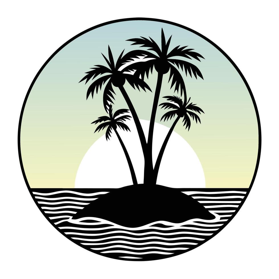 Palm trees on an island vector