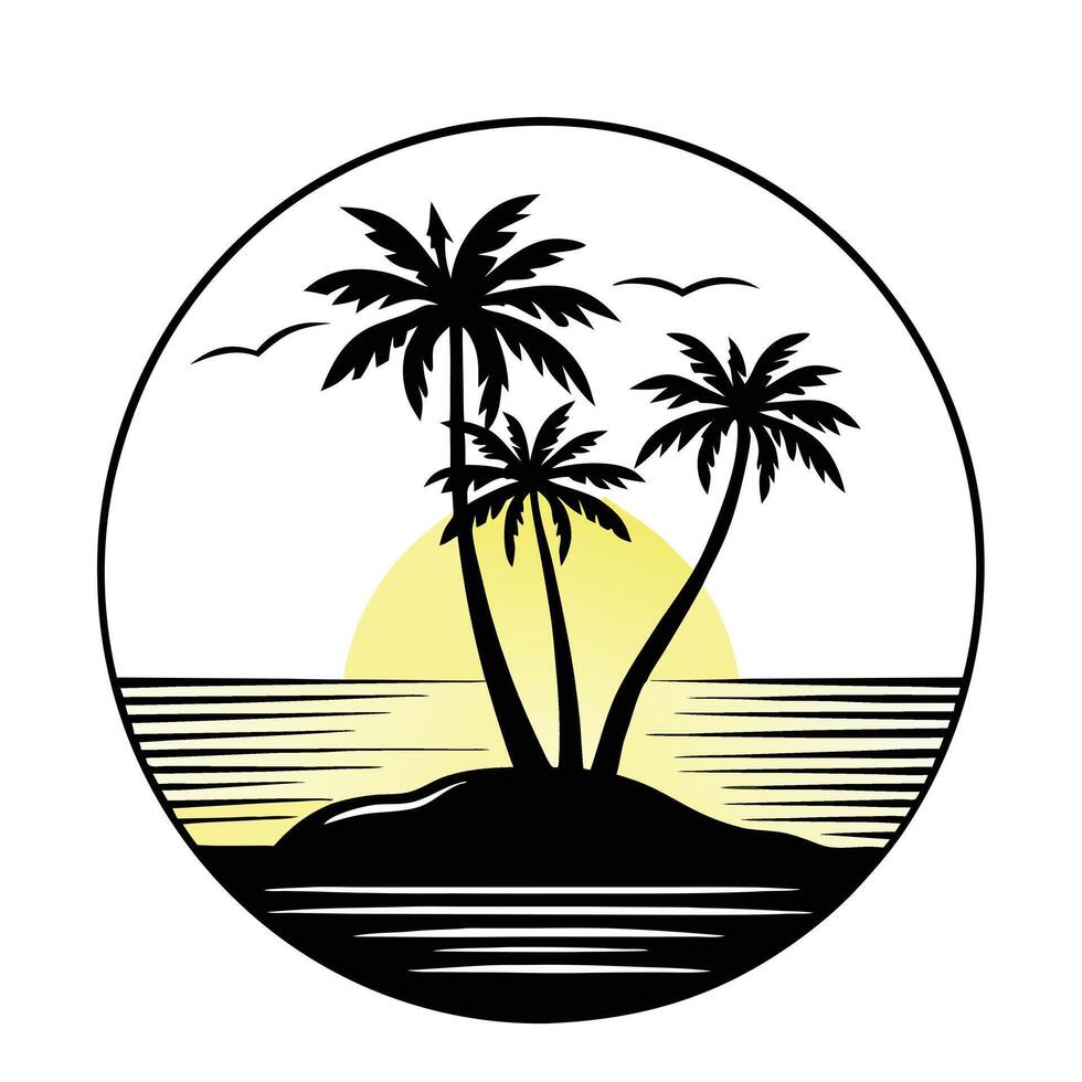 Palm trees on the beach vector