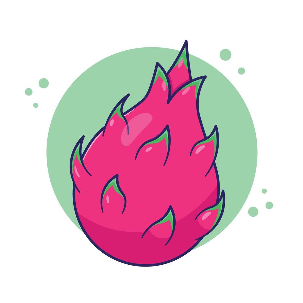 Tropical exotic dragon fruit cartoon illustration . Summer fresh and juicy fruits from tropical country vector