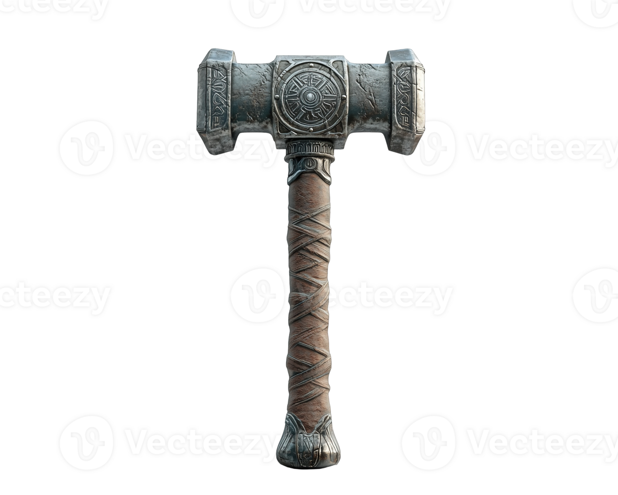 Viking Hammer with Intricate Design on Transparent Background png