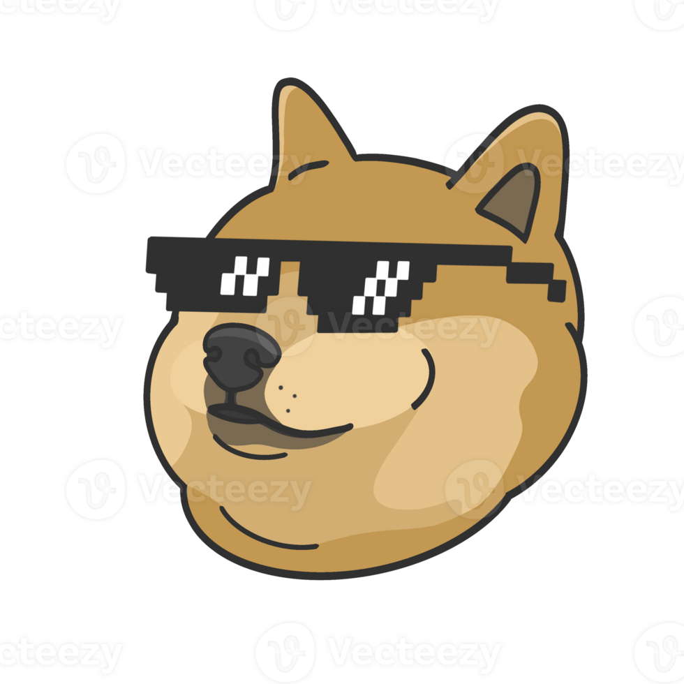 Doge With Sunglasses Animal Meme Transparent Sticker Cute Illustration png