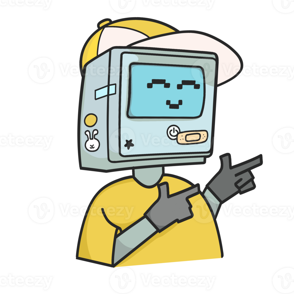 Cool Robot Emoji Sticker Transparent Cute Illustration png