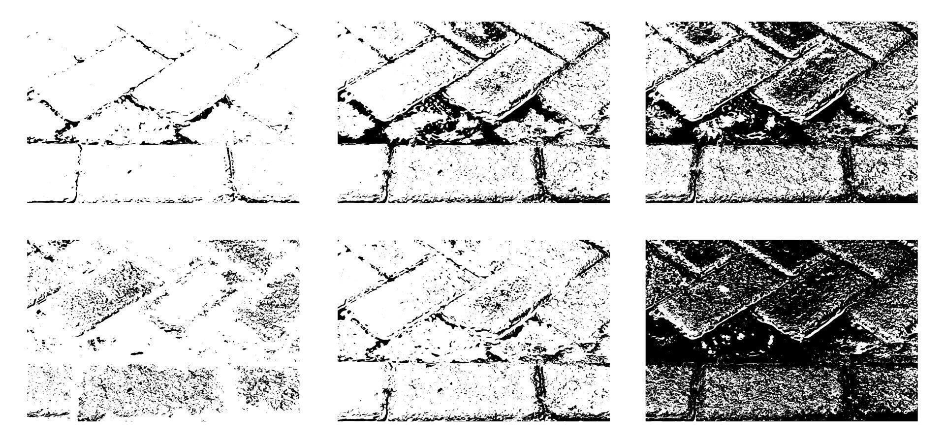 Set of Black Silhouette Grunge Splatter Texture Paving with Stains and Spray Effects vector