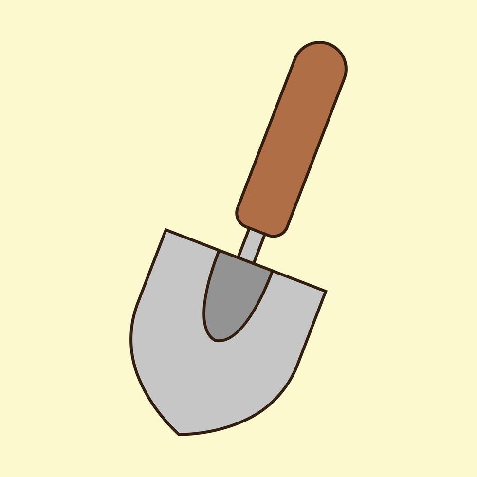 a shovel with a wooden handle vector