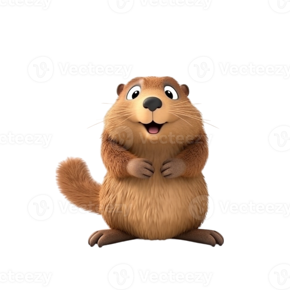 Friendly 3D Beaver Character for Animation or Digital Art Projects png