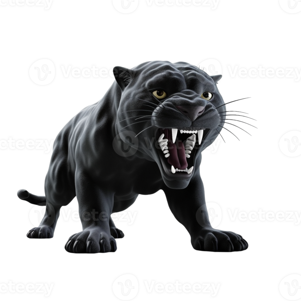 adorável Preto jaguar 3d desenho animado para crianças e designers png