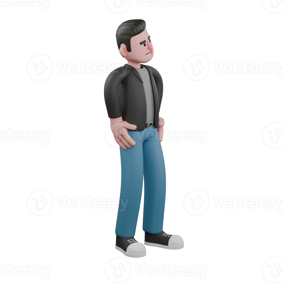 Professional Screenwriter Cartoon Design. A male screenwriter stands looking forward with both hands on his waist. Artistic Illustration png
