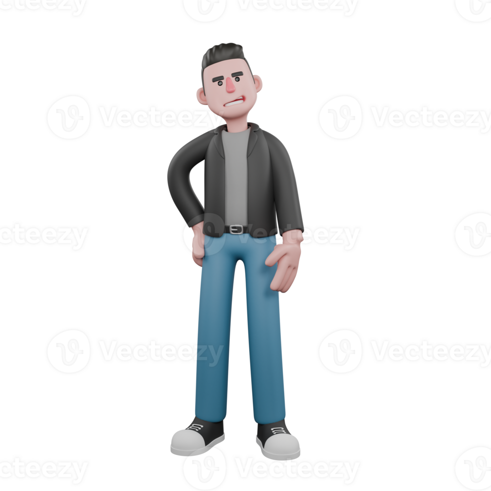 Cartoon-Style 3D Model. A male screenwriter stands with one hand on his hips, an annoyed expression. 3D Design png