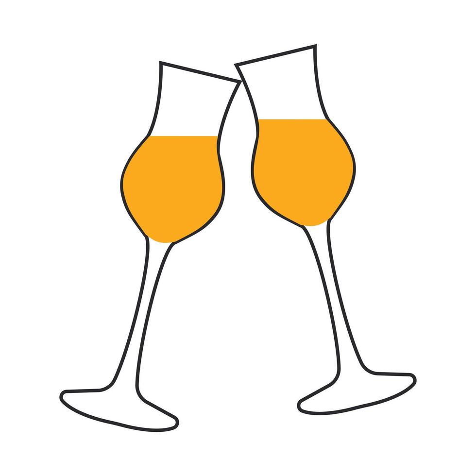Two glasses with limoncello liqueur isolated on a white background. vector