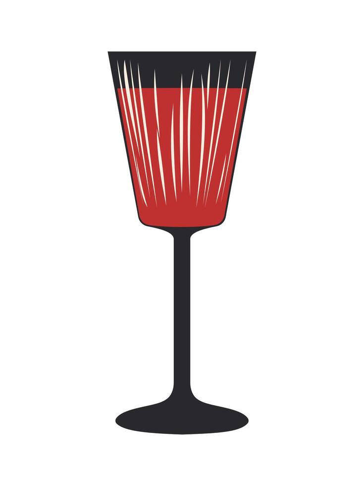 Elegant black glass with red wine isolated on a white background. vector