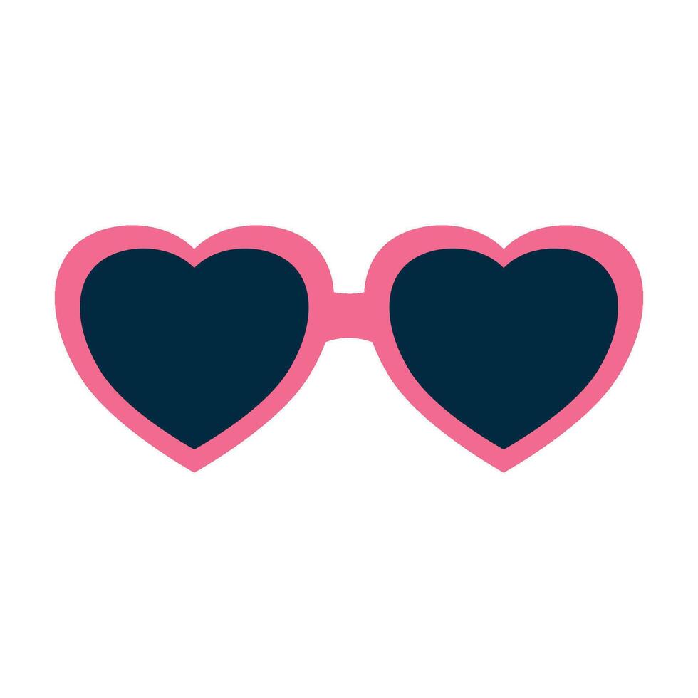 Red heart shaped retro valentine's sunglasses isolated icon on white background. vector