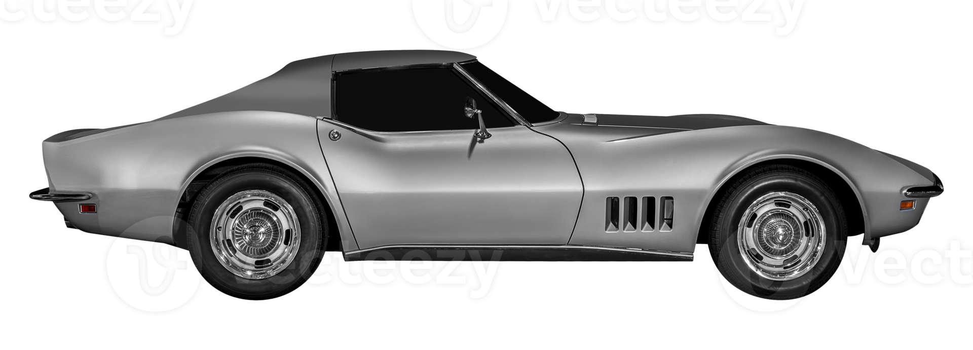 Side view gray retro car png
