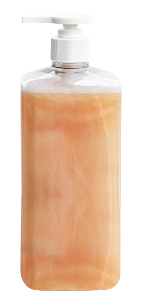 Brown shampoo in pump bottle png