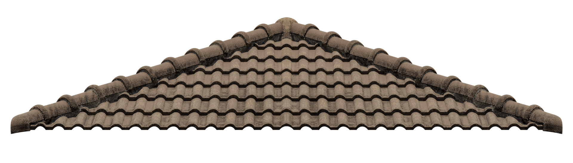 Old hip roof with brown tile pattern png