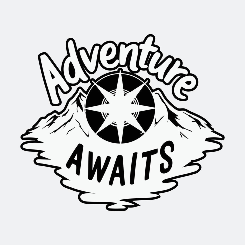 Adventure Awaits vintage t-shirt design template vector