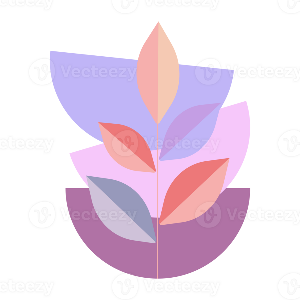 Pastels half circle shape and pastel colorful leafs art prints for designs wall decor and wallpaper . png
