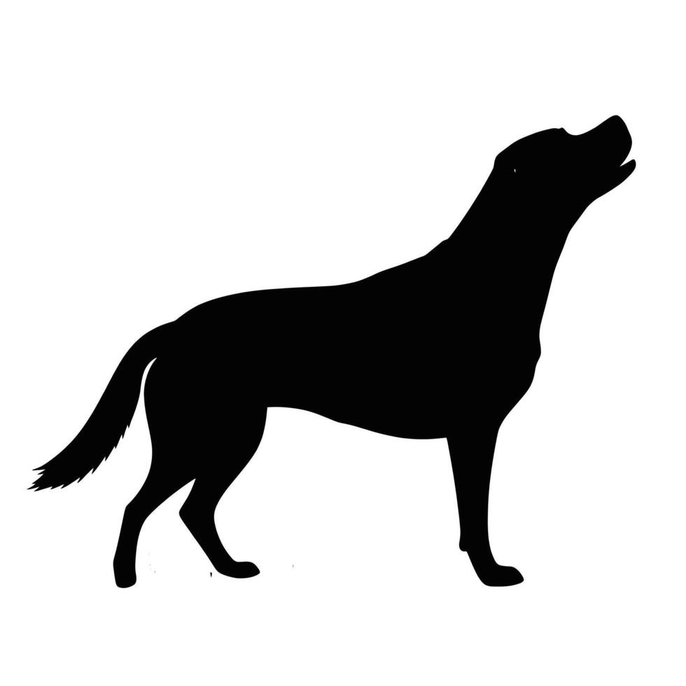 A black silhouette of a dog standing on its hind legs vector
