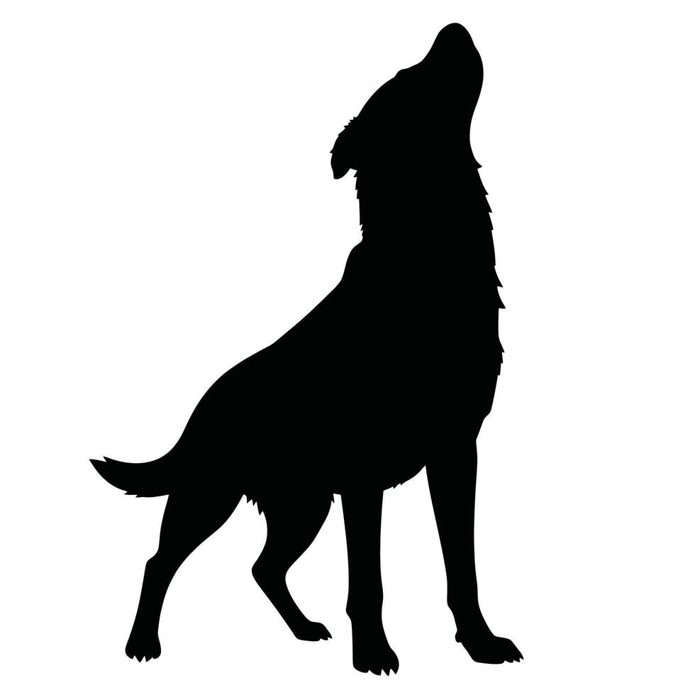 A silhouette of a wolf howling on a white background vector