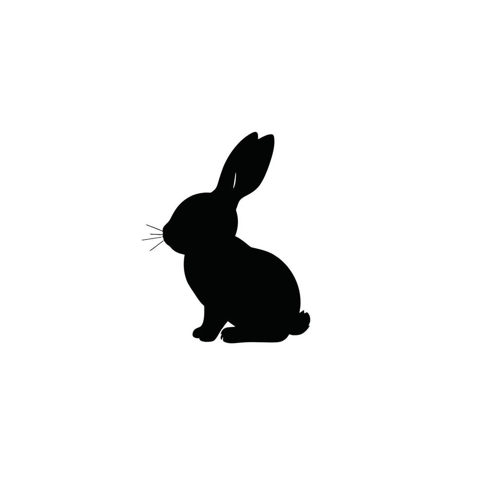 A black and white silhouette of a rabbit vector