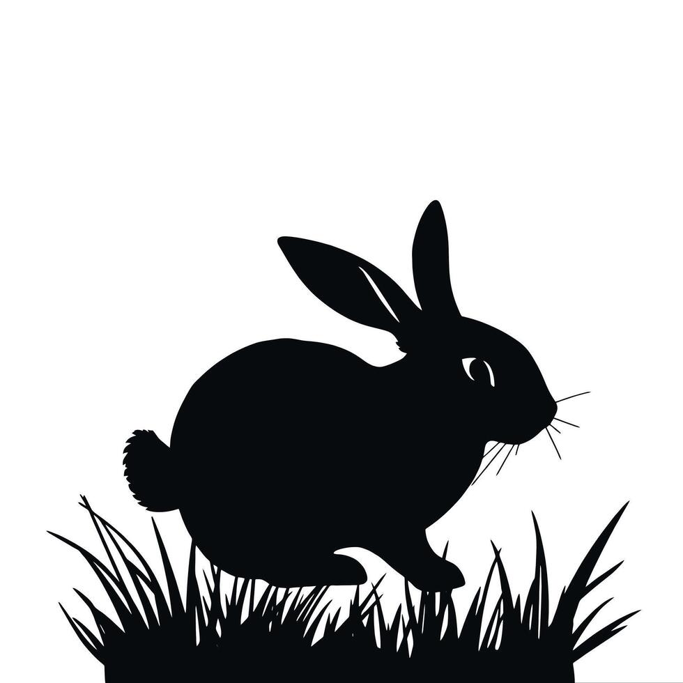 Silhouette of a rabbit in the grass vector