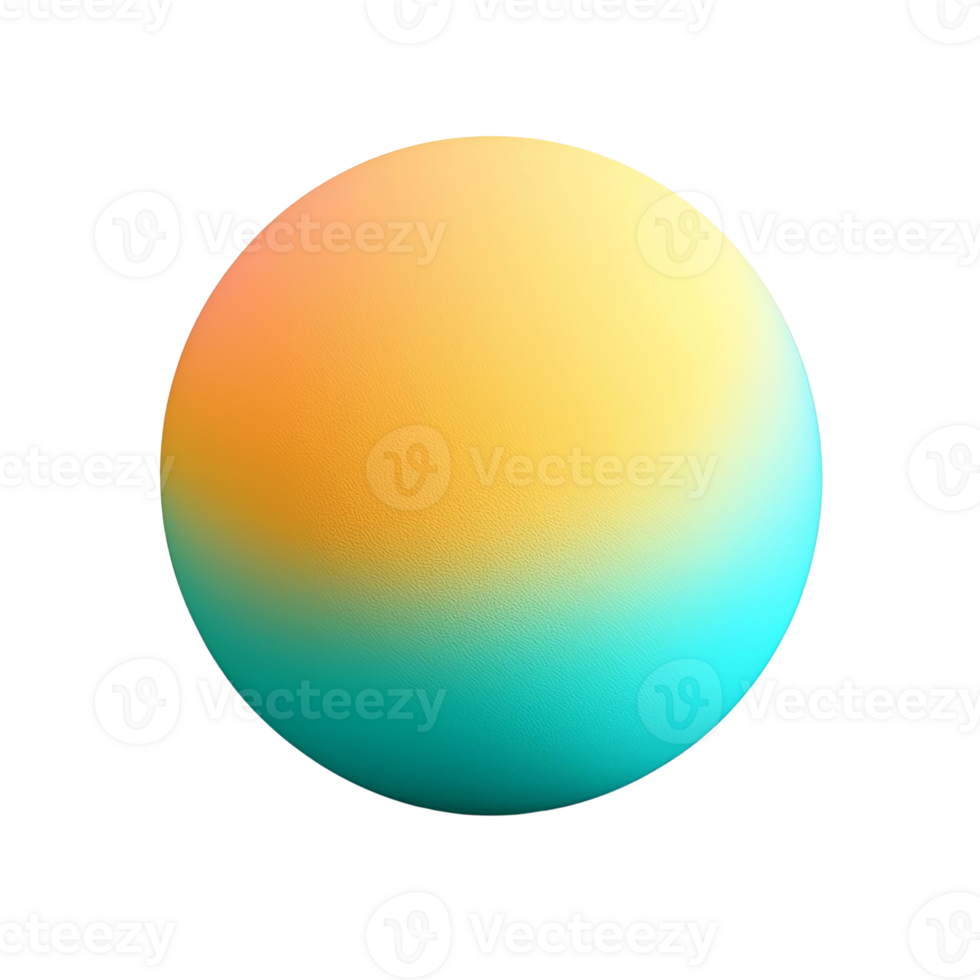 smooth, gradient sphere featuring vibrant colors of orange, yellow, and turquoise, creating visually appealing and modern design element png