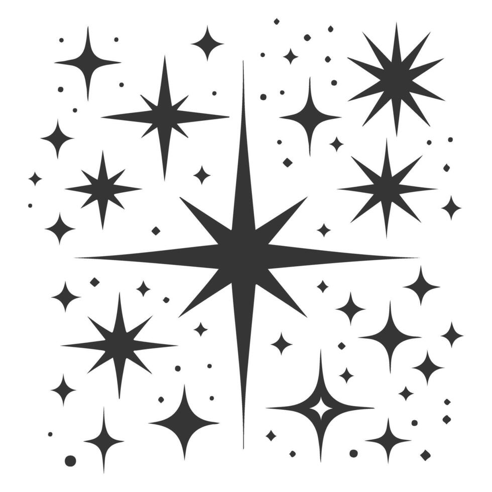 A black and white illustration of stars and stars vector
