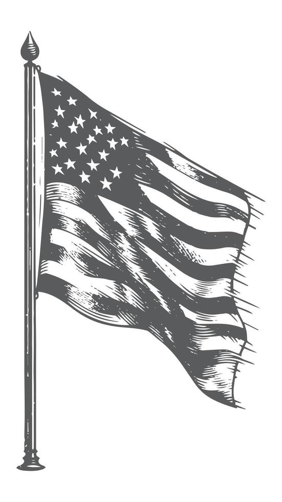 An american flag waving in the wind vector