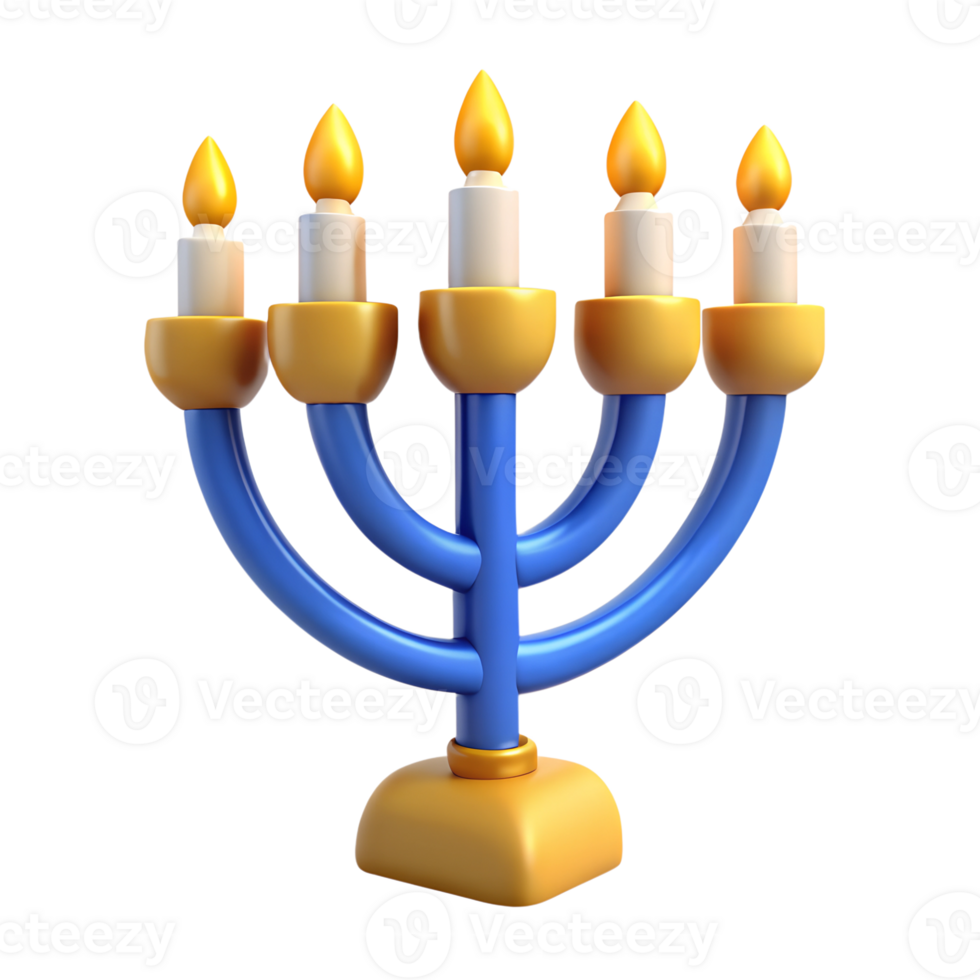 Menorah with candles for Hanukkah 3d illustration isolated png