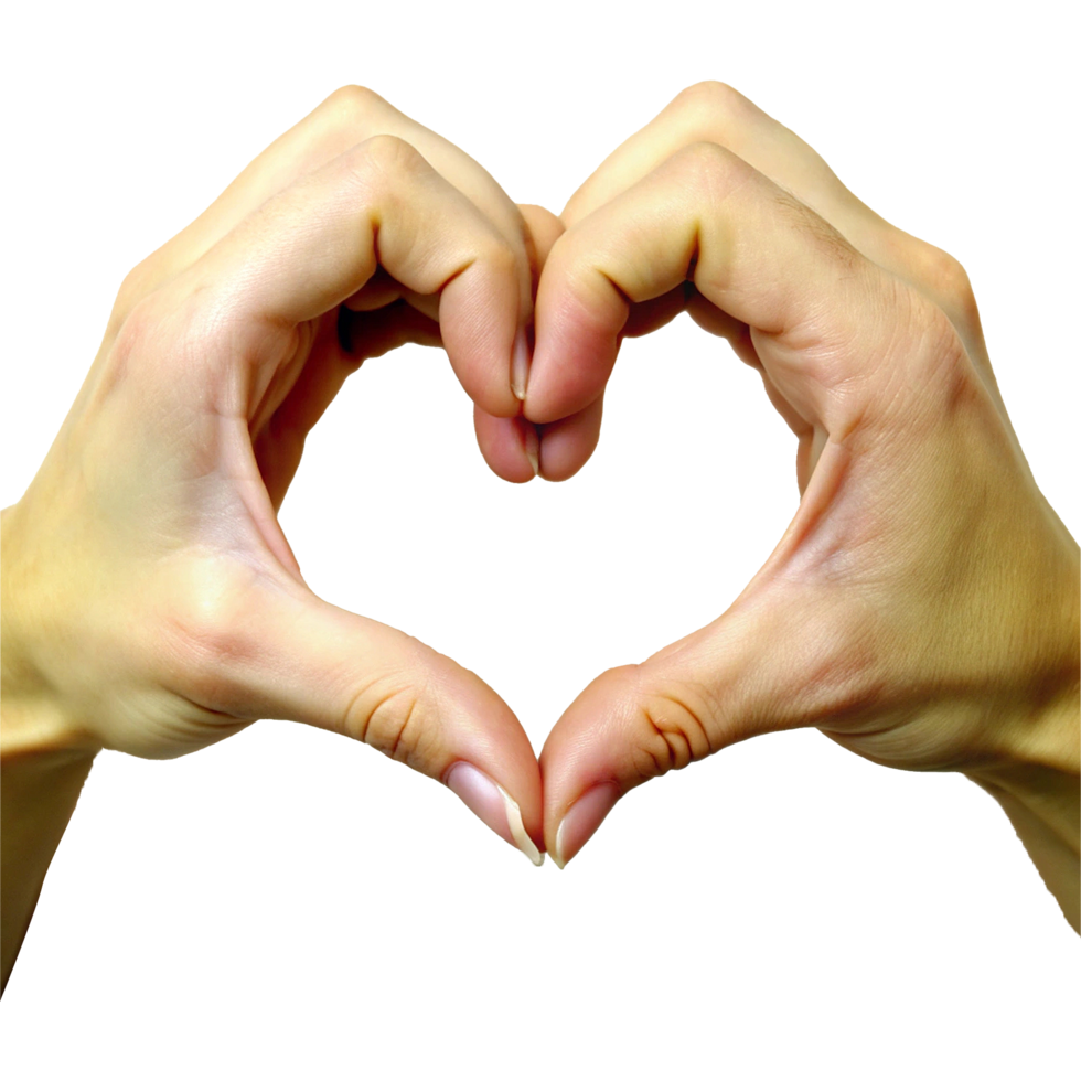 Hands making a heart shape with their fingers png