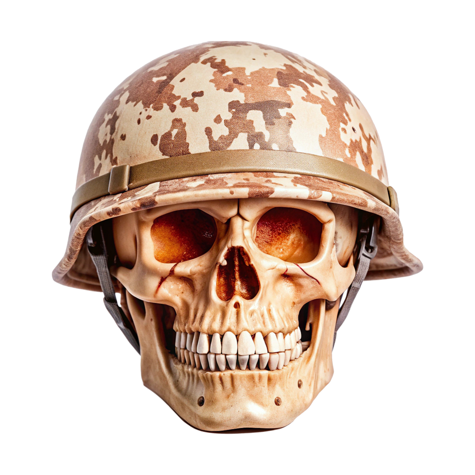 A skull wearing a helmet with a skull on it png