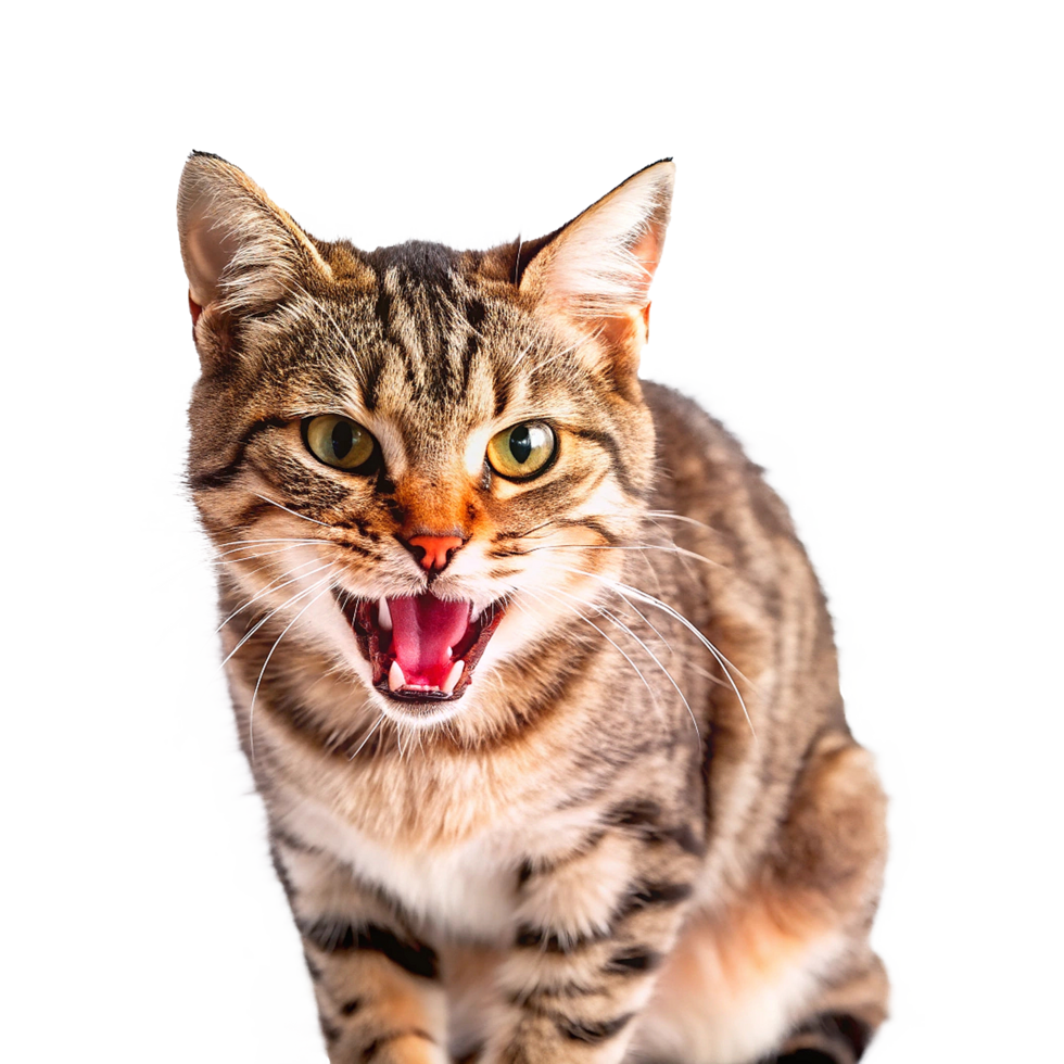 A cat with its mouth open and its mouth open png