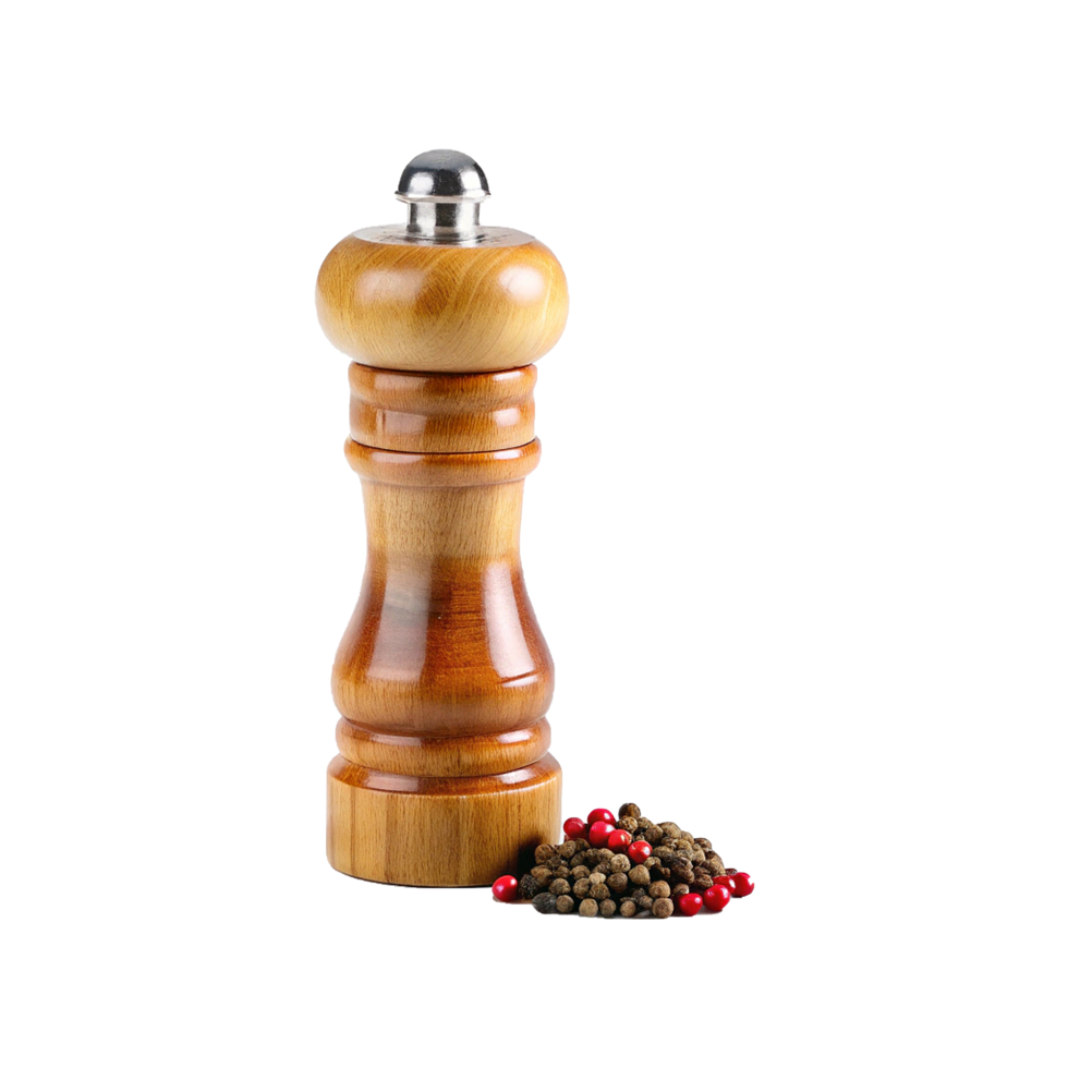 A pepper mill with a wooden handle and pepper png