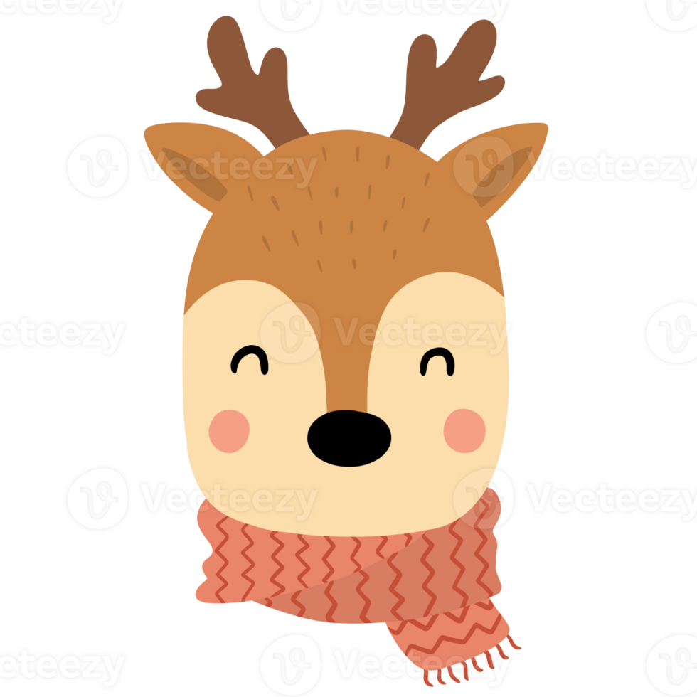 Cute Winter Reindeer Wearing Winter Attire png