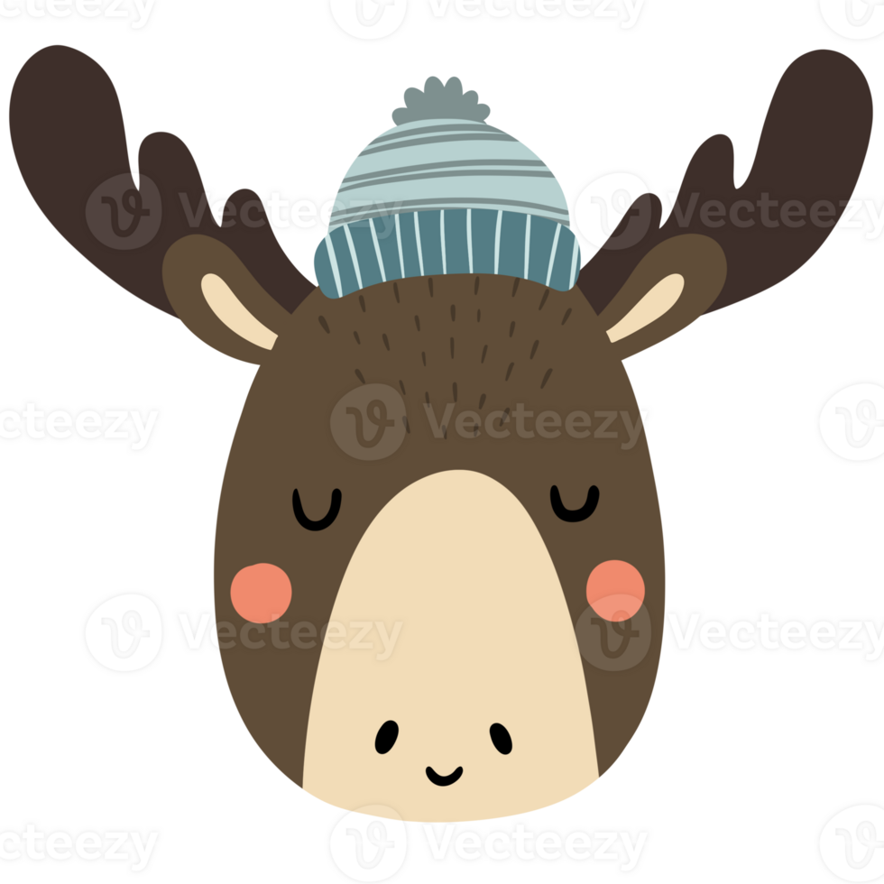 Cute Winter Moose Wearing Winter Attire png