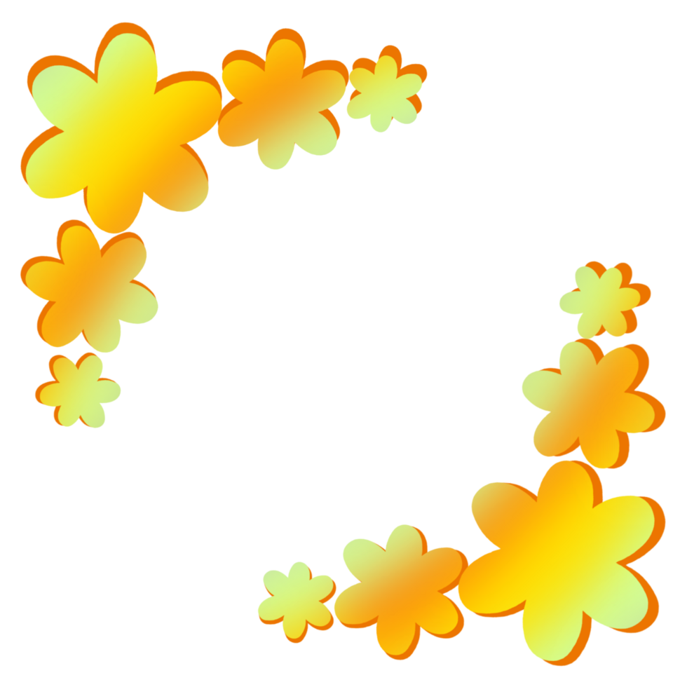 An orange and yellow simplistic flower corner frame png