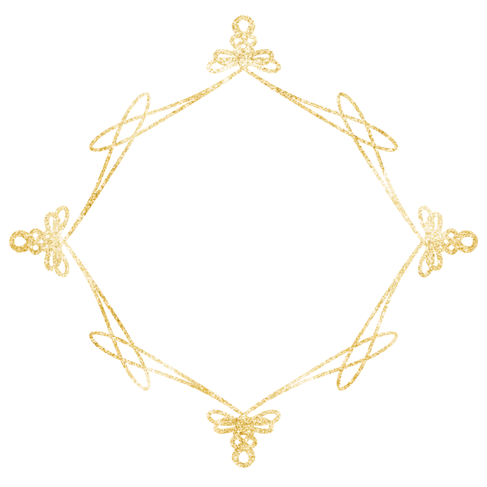 Golden frame with a pattern on a transparent background png