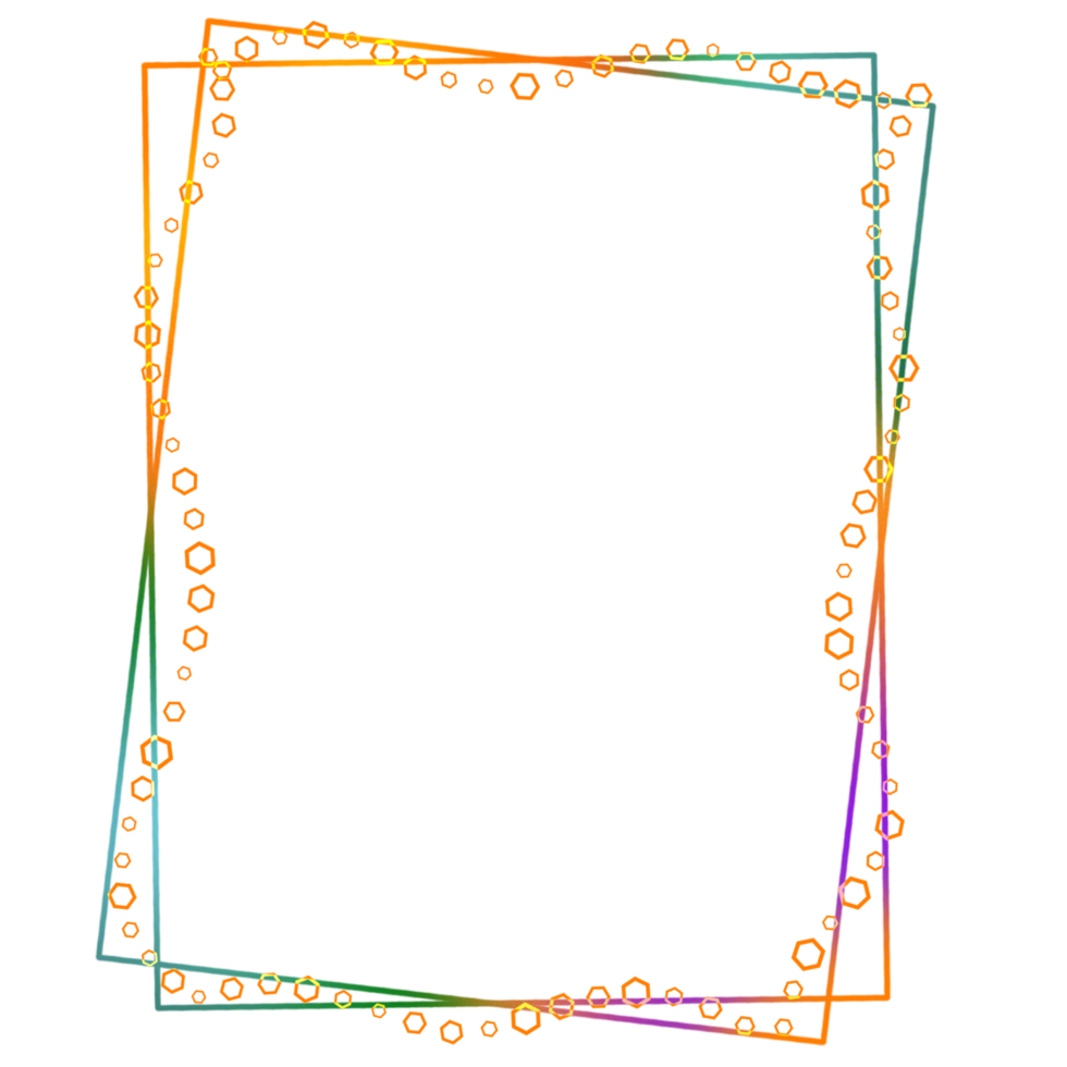 Colorful frame with hexagons on a transparent background png