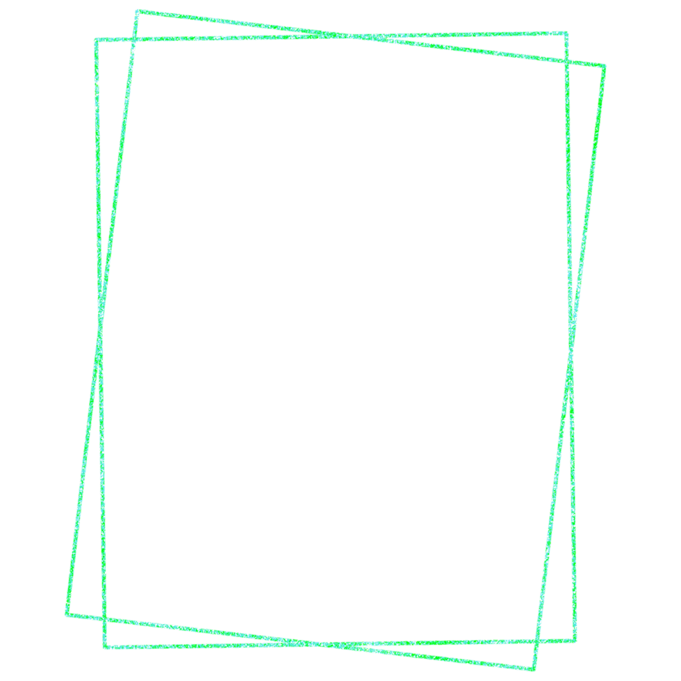 Shimmery green rectangle frame on a transparent background png