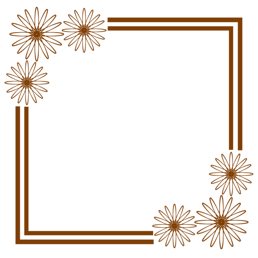 A brown square frame with a flower pattern png