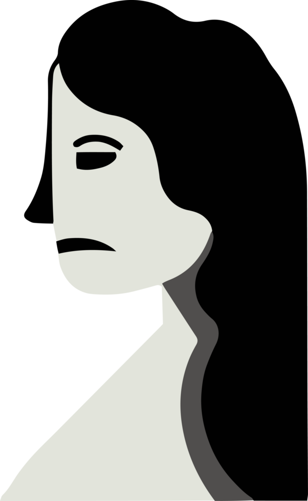 Ancient Greece Stylized Female Portrait with Curved Silhouette Modern Art png