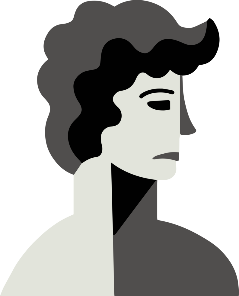Monochrome Male Profile Bust Art Deco Style png