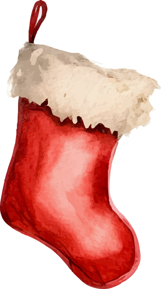 Classic Red Christmas Stocking with Fur Trim Digital Art png