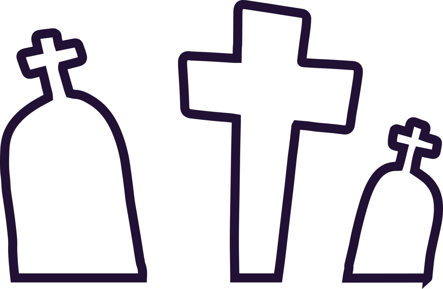 Graveyard Icon with Crosses in Minimalist Black Line Design png