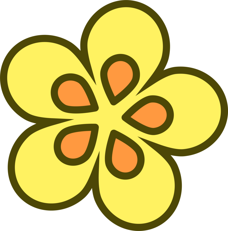 Bold Floral Design with Yellow and Orange Center Details png