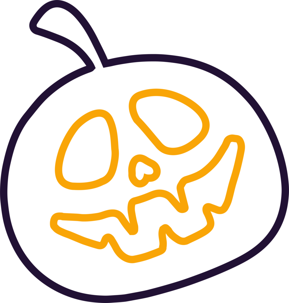 Minimalist Pumpkin Face with Creepy Expression in Line Art png