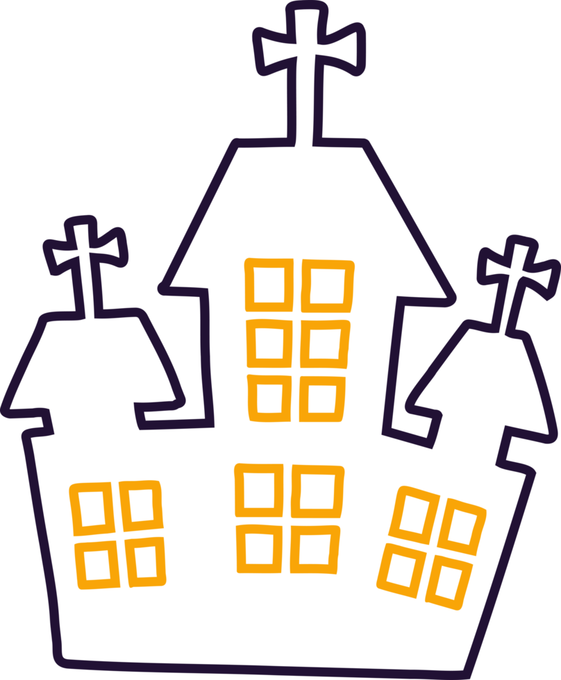 Cluster of Haunted Churches with Crosses in Gothic Black Style png