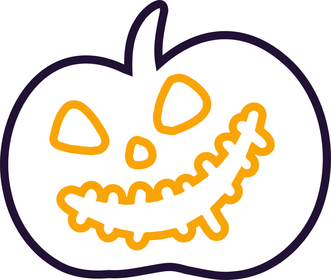 Jack O Lantern with Stitched Smile in Spooky Yellow Outline png