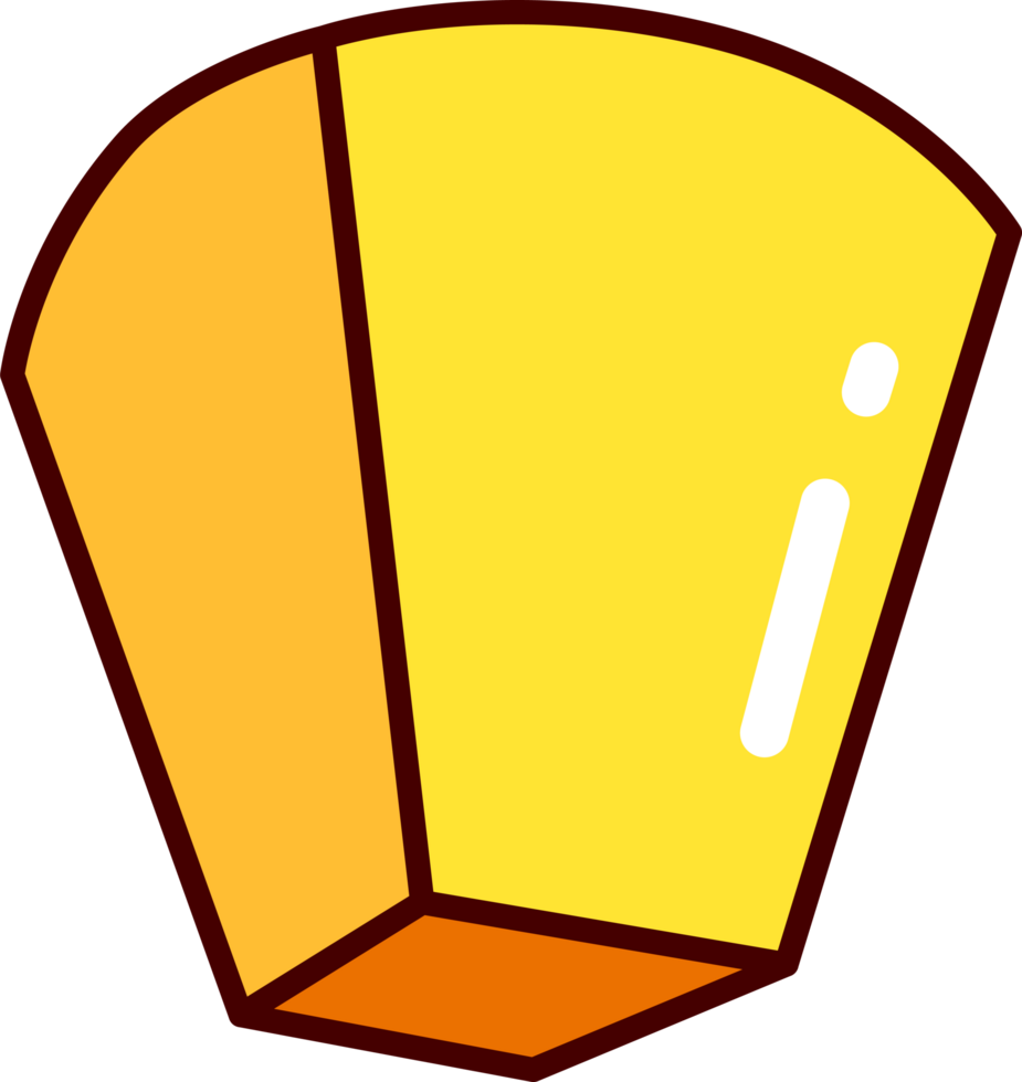 Yellow Folded Paper Lantern with Warm Highlights png