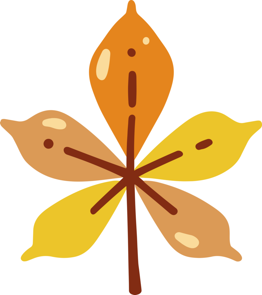 Golden Autumn Leaf with Yellow Details Icon png